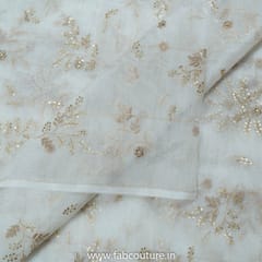 Off White Pure Organza Sequins Embroidery