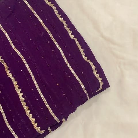 Purple color  Georgette Gota and Thread Embroidered Fabric
