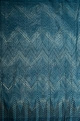 Blue color Gota Embroidery Digital Printed Organza Fabric
