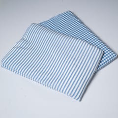 Blue Color Cotton Yarn Dyed Checks and Stripes Fabric Set