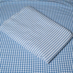 Blue Color Cotton Yarn Dyed Checks and Stripes Fabric Set