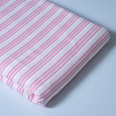 Pink Color Cotton Yarn Dyed Stripes Fabric