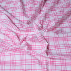 Pink Color Cotton Yarn Dyed Check Fabric