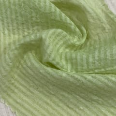 Lime Green Color Cotton Dobby Strips Fabric