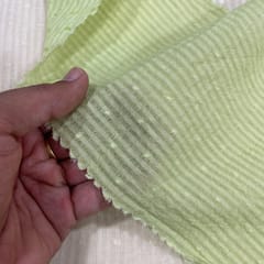 Lime Green Color Cotton Dobby Strips Fabric