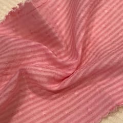 Peach Color Cotton Dobby Strips Fabric