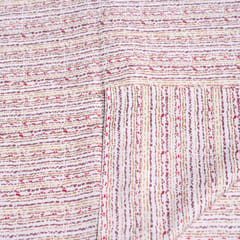 White Color Stripes Cotton Printed Fabric