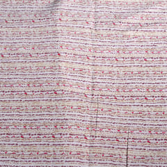White Color Stripes Cotton Printed Fabric