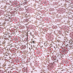 White and pink Color Floral Cotton Printed Fabric