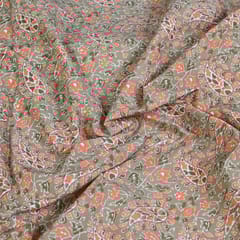 Khaki Color Cotton Printed Fabric