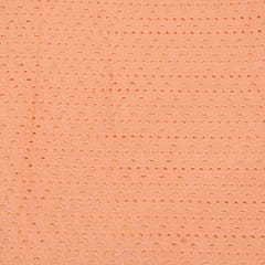 Peach Color Cotton Chikan Embroidered Fabric