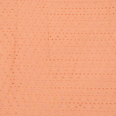 Peach Color Cotton Chikan Embroidered Fabric