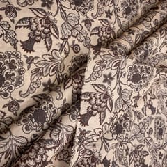 Fawn Linen Satin Printed Fabric (70Cm Piece)