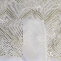 White Color Dyeable Organza Embroidered Fabric