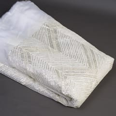 White Color Dyeable Organza Embroidered Fabric