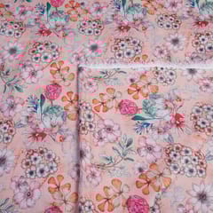 Pink Color Linen Digital Printed Fabric