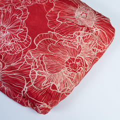 Red Color Chinon Chiffon Printed Fabric