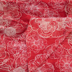 Red Color Chinon Chiffon Printed Fabric