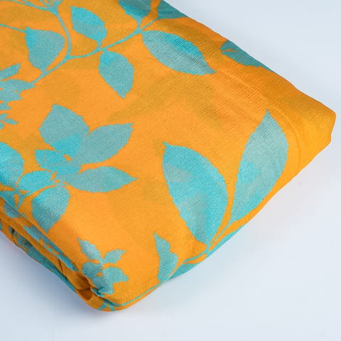 Mustard Color Chinon Chiffon Printed Fabric