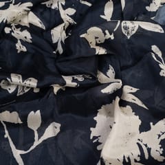 Black Color Chinon Chiffon Printed Fabric