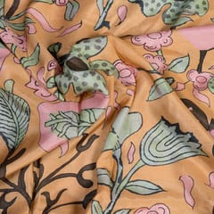 Biege Color Muslin Digital Printed Fabric