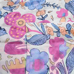 Grey Color Muslin Digital Printed Fabric