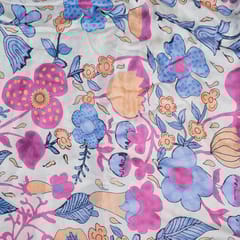 Grey Color Muslin Digital Printed Fabric