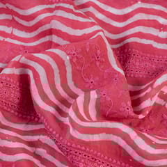 Gajree Color Organza Batik Print with Thread Embriodered Fabric (1mtr Piece)