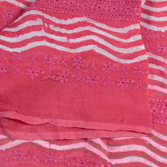 Gajree Color Organza Batik Print with Thread Embriodered Fabric (1mtr Piece)