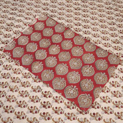 5 Mtr. Cream and Maroon Color Cotton Print Set