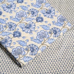 5 Mtr. White and Blue Color Mix and Match Cotton Printed fabric 5mtr Set