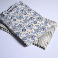 5 Mtr. White and Blue Color Mix and Match Cotton Printed fabric 5mtr Set