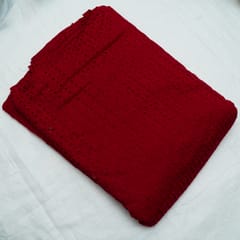 Maroon Color Cotton Chikan Embroidered Fabric