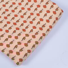 Peach Color Cotton Printed Fabric