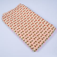 Peach Color Cotton Printed Fabric