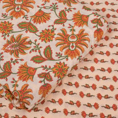 Peach Color Cotton Printed Fabric Set