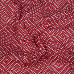 Red Color Cotton Printed Fabric