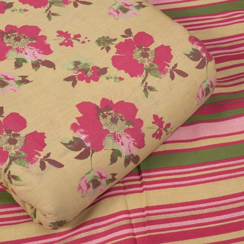 Fawn and Multi Color Flex Cotton Printed Fabric Set