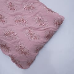Powder Pink Color Imported Georgette Embroidery