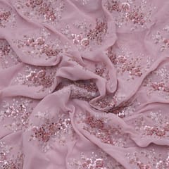 Powder Pink Color Imported Georgette Embroidery