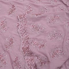 Powder Pink Color Imported Georgette Embroidery