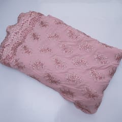 Powder Pink Color Imported Georgette Embroidery