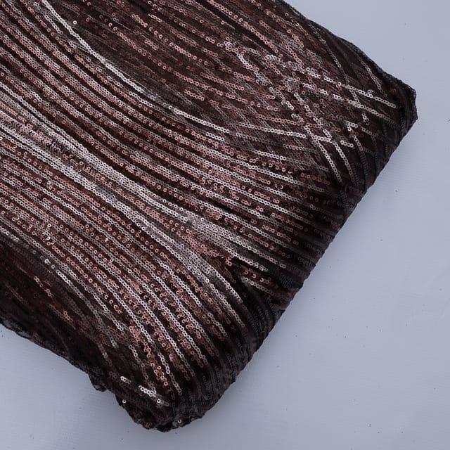 Brown Color Net Sequin Embroidery