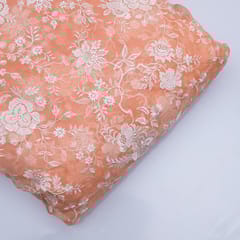 Peach Color Pure Organza Embroidery
