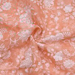 Peach Color Pure Organza Embroidery