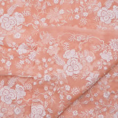 Peach Color Pure Organza Embroidery