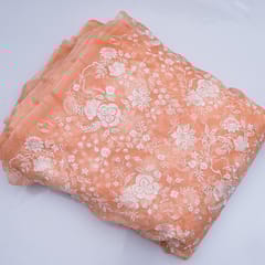Peach Color Pure Organza Embroidery