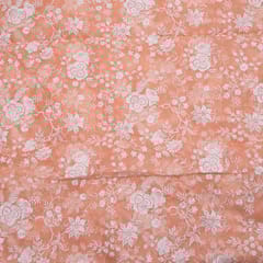 Peach Color Pure Organza Embroidery