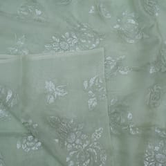 Green Color Pure Organza Embroidery