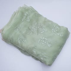 Green Color Pure Organza Embroidery